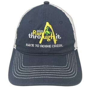 District Trucker Hat Blue White OS 2021 Race to Robie Creek Embroidered Mesh Cap